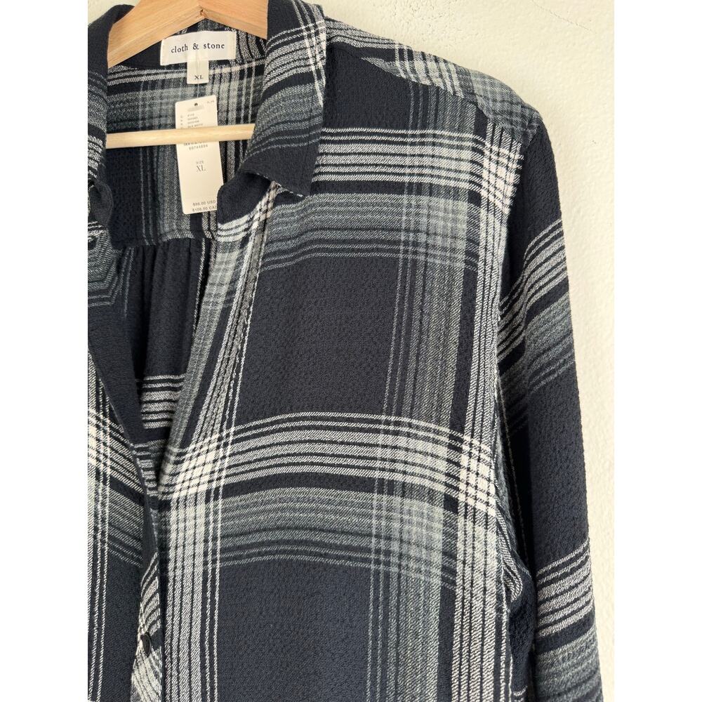 NWT Anthropologie Cloth & Stone Plaid Button Up Shirt XL - Picture 8 of 15